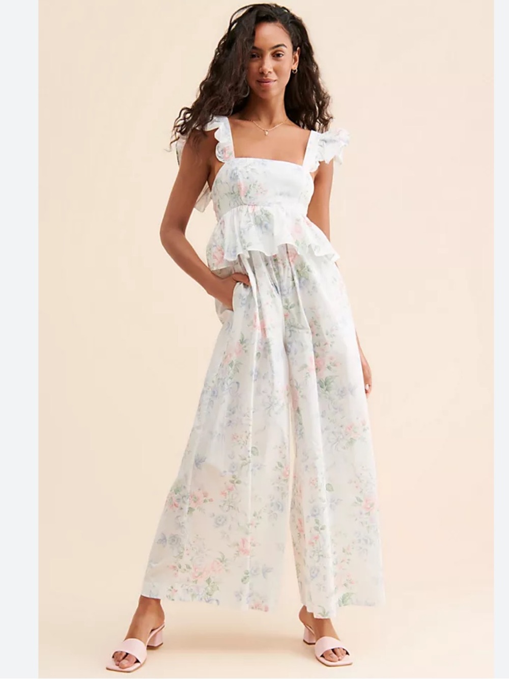 Selkie White Multi Floral Wide-Leg Jumpsuit